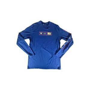 Under Armour Shirt Adult Medium Blue Heatgear Loose Project Rock Tee Long Sleeve